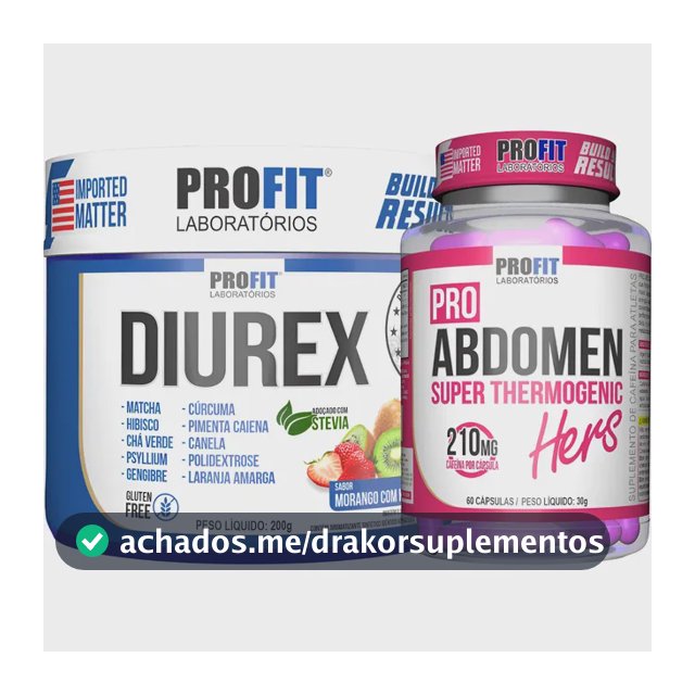 Kit Diurético Diurex 200g + Termogênico Pro Abdomen Hers Frutas Vermelhas