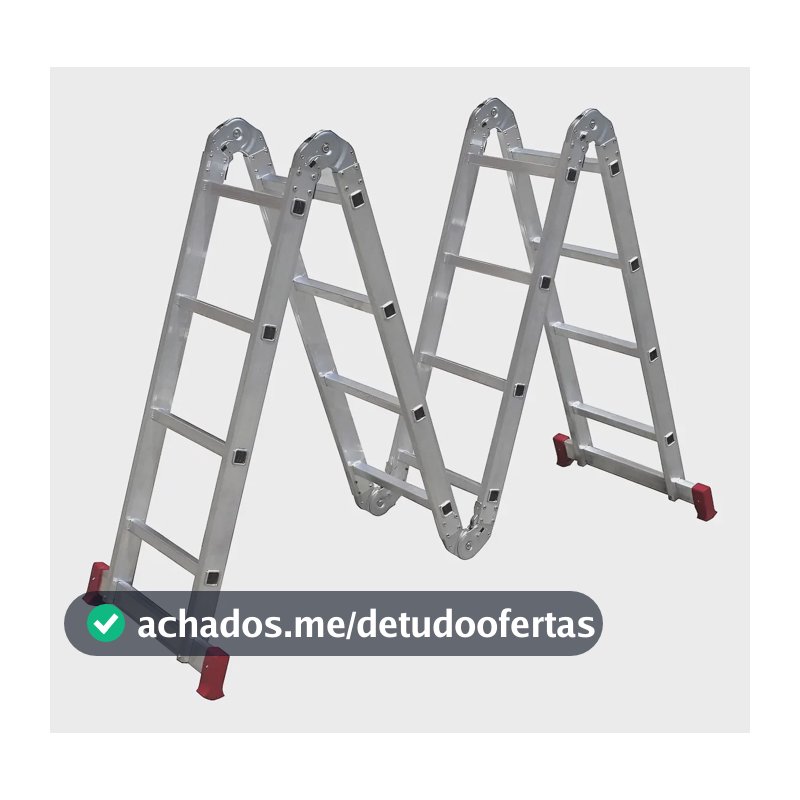 Escada Multifuncional de Alumínio 4x4 com 16 Degraus Dobrável e Articulada BotaFogo – Leve e Resistente