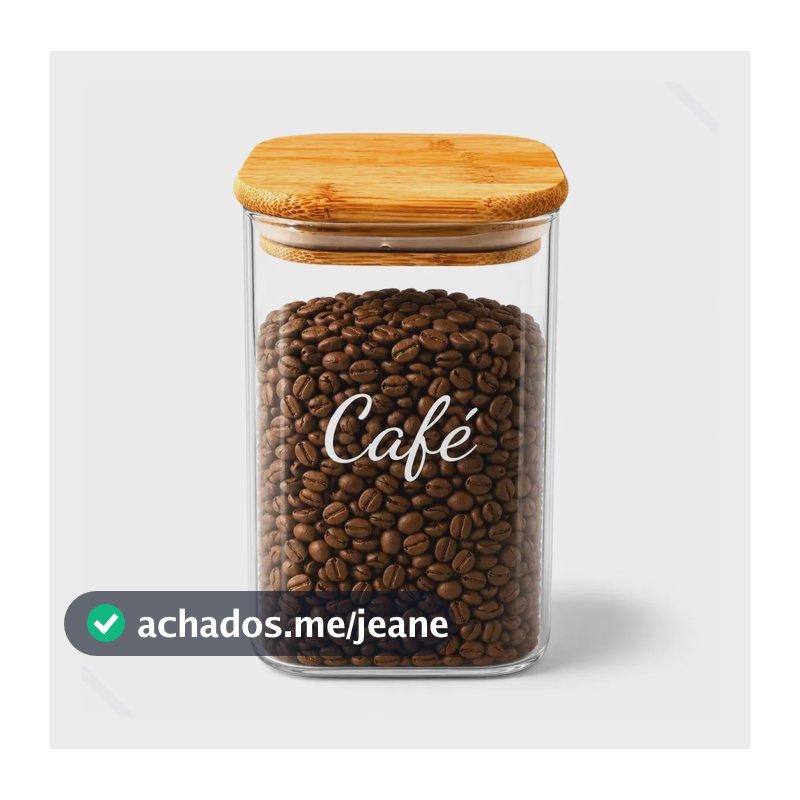 Pote Hermético Vidro Tampa Bambu Quadrada 1l Vedação Premium Café