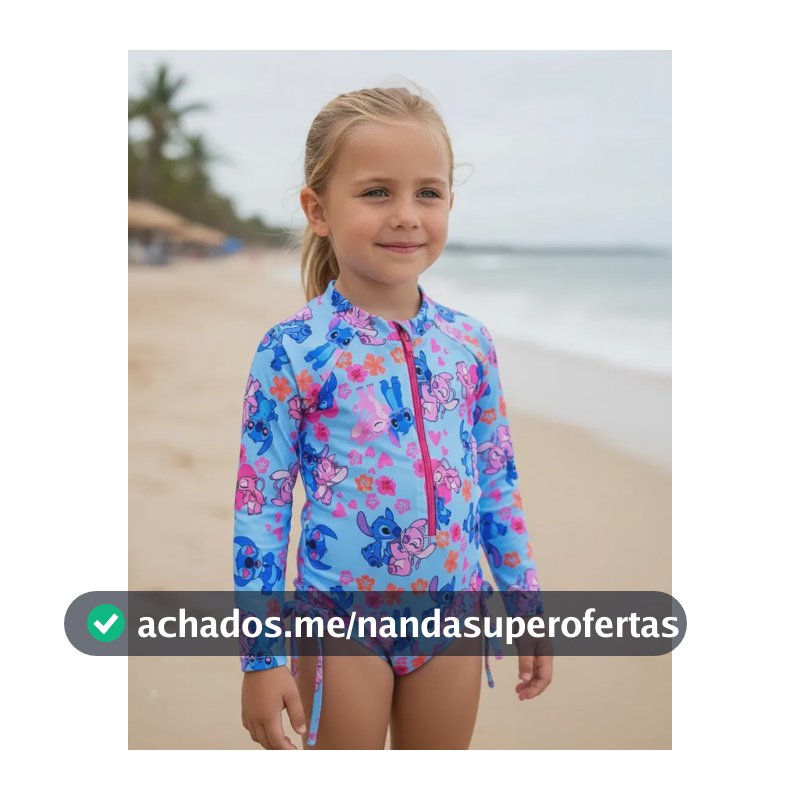 Maiô Natação Infantil Biquíni Manga Longa Proteção Solar Uv Cor Água Tamanho 4