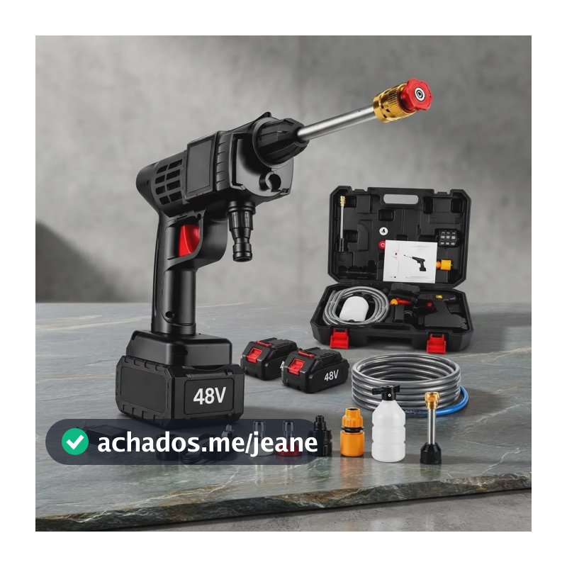 Lavadora Portátil Sem Fio 48v Lava Jato 2 Baterias Maleta Preto 127/220v 50/60hz