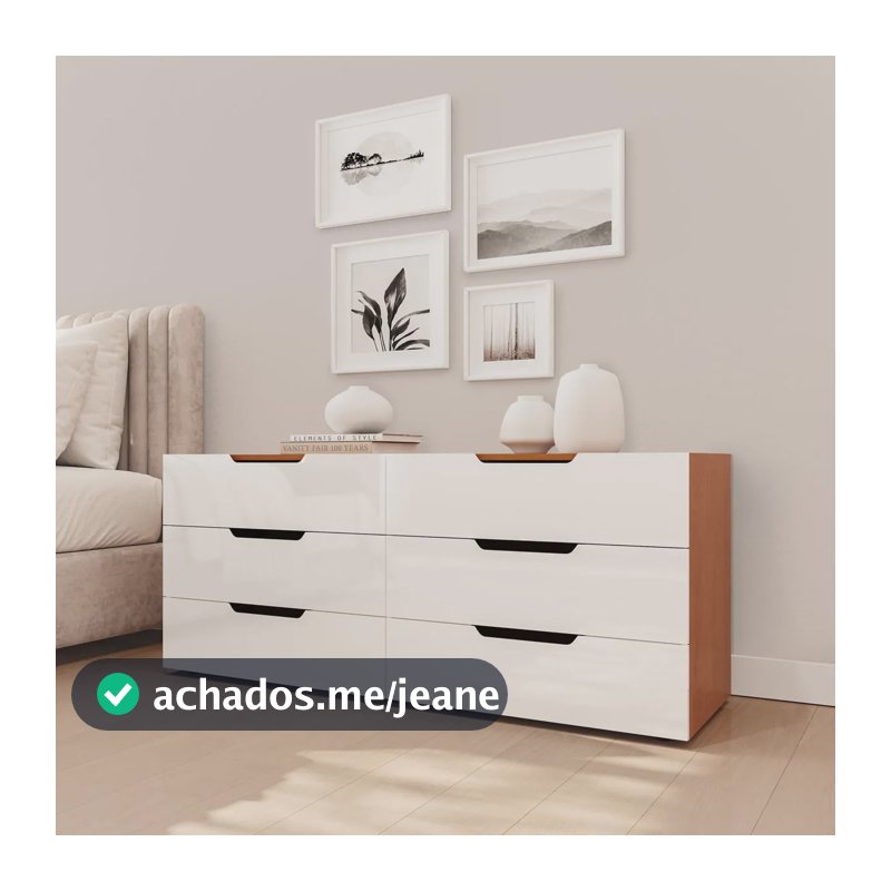 Cômoda Madri Com 6 Gavetas Largura 150cm Branco