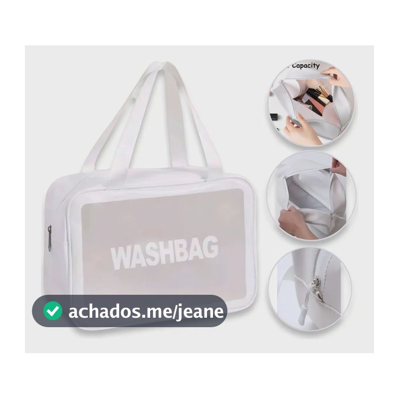 Bolsa Feminina Transparente Necessaire Maquiagem Grande Cor Branco