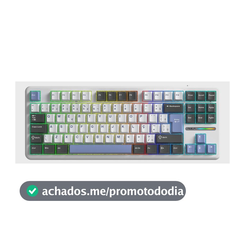 Teclado Mecânico Aula F87 Sem Fio Azul Marinho Hotswap Abnt2 Branco/azul Claro/azul Marinho Português Brasil