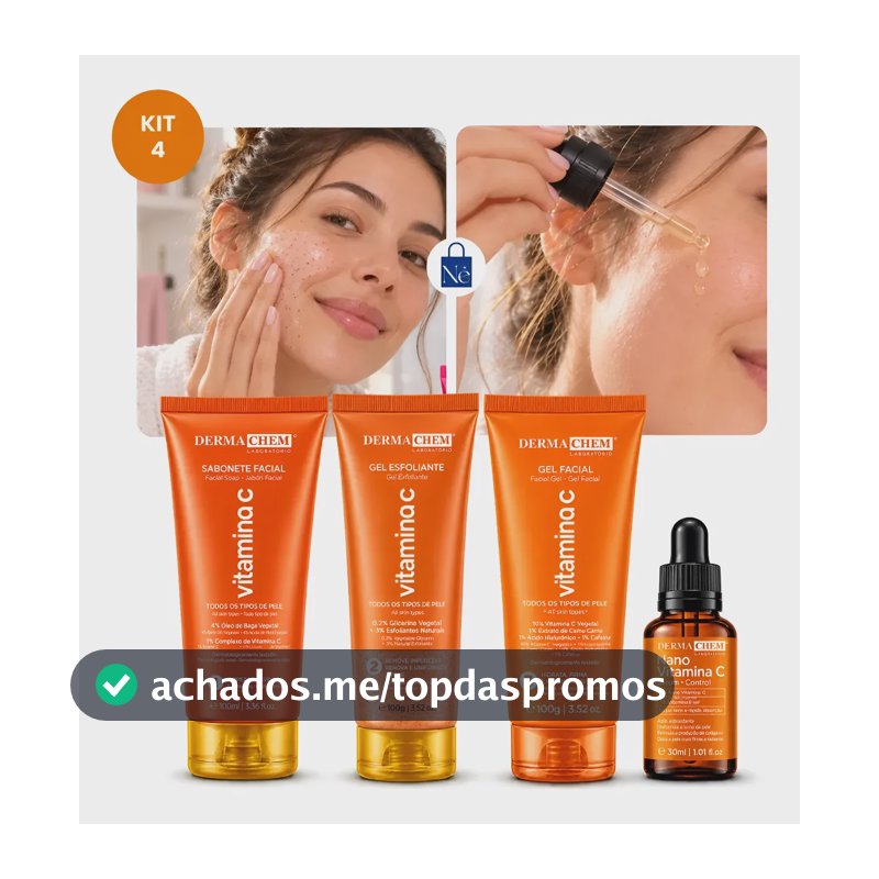 Kit Skincare Dermachem Vitamina C 4 Passos Facial Completo