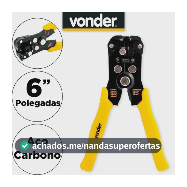 Vonder Alicate desencapador de fios corta e prensa terminais amarelo e preto