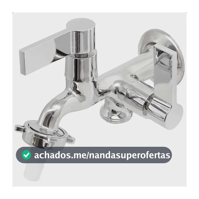 Torneira De Metal Para Maquina De Lavar E Tanque 2 Saídas Acabamento Cromado Prateado