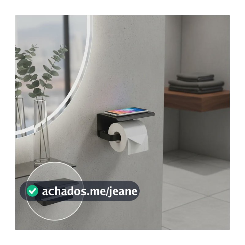 Porta Papel Higiênico De Parede Preto Fosco Aluminío