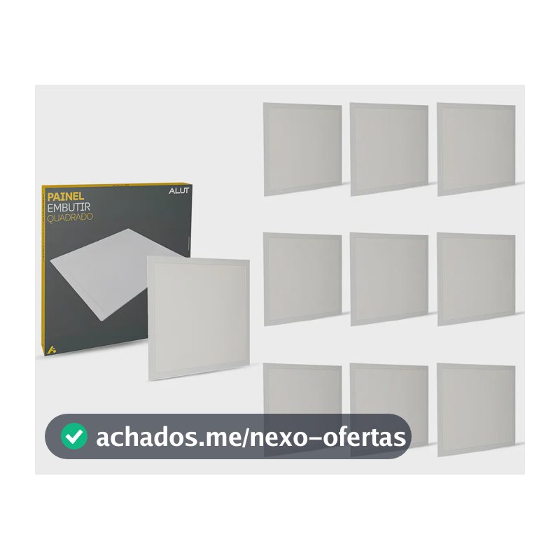 Kit 10 Plafon Led Embutir Quadrado 18w Branco Frio 6500k Bivolt Alut Painel Teto