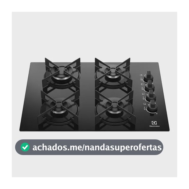 Cooktop 4 Bocas a Gás Electrolux Mesa de Vidro Efficient Grade de Aço Fosco (KE4GR) Bivolt