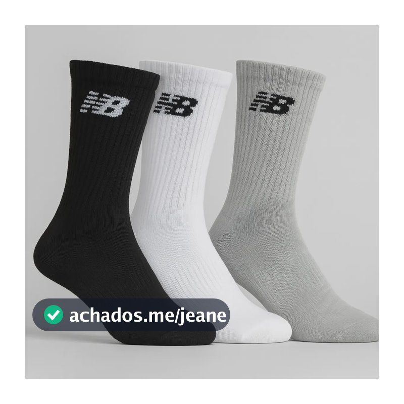 Meia New Balance Cano Longo Kit 3 Pares Unissex Original Mix 39-43