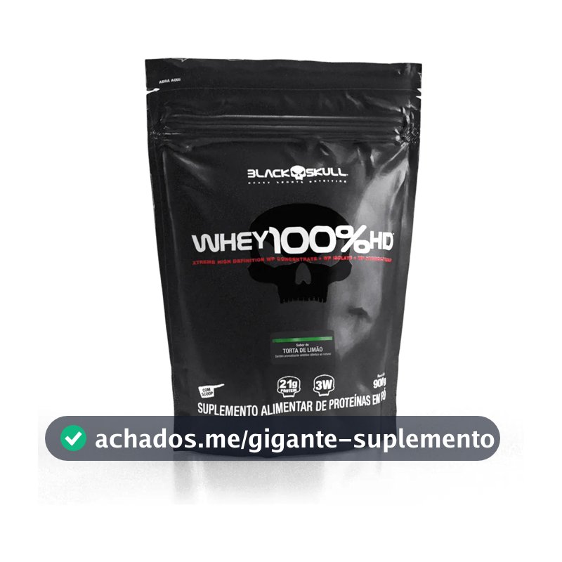 Suplemento em pó Black Skull Whey 100% HD sabor Torta de Limão 900 g