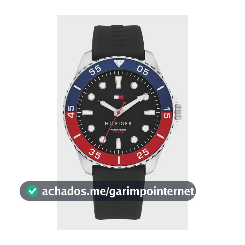 Relógio Tommy Hilfiger Masculino Borracha Preto 1792201 Preto