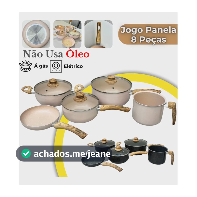 Conjunto De Panelas 8 Peças Cerâmica Antiaderente Premium Creme