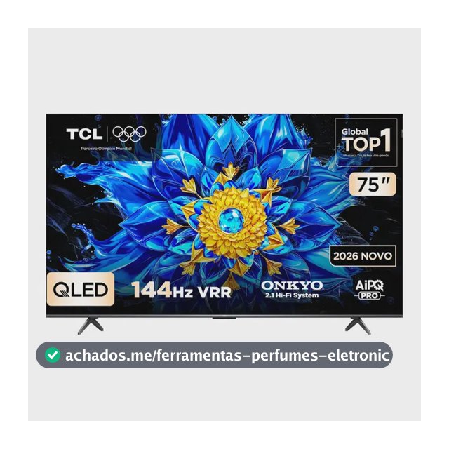 Smart TV TCL 75 Polegadas QLED 4K P8L WiFi Bluetooth Google TV HDR10+ 144 Hz VRR 75P8L