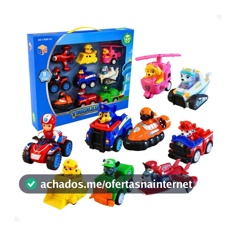 Kit 9 Carros E Personagens Patrulha Canina Coleção Fricção Colorido
