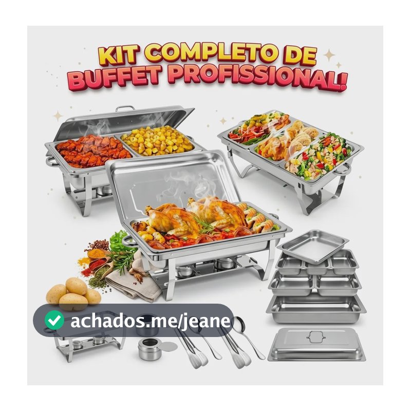 33l Rechaud De Aço Inoxidável Buffet Inox 1+2+3 Cuba 0v