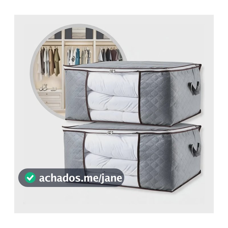 Kit 2 Saco Organizador Edredom Roupa Cobertor Multiuso 84l Cinza-escuro