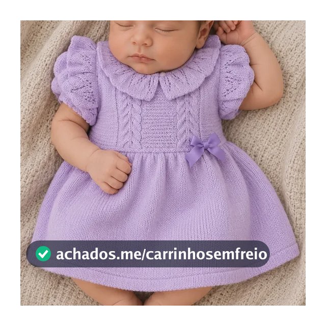 Vestido Calcinha Bebê Menina Tricô Com Manga Curta Infantil