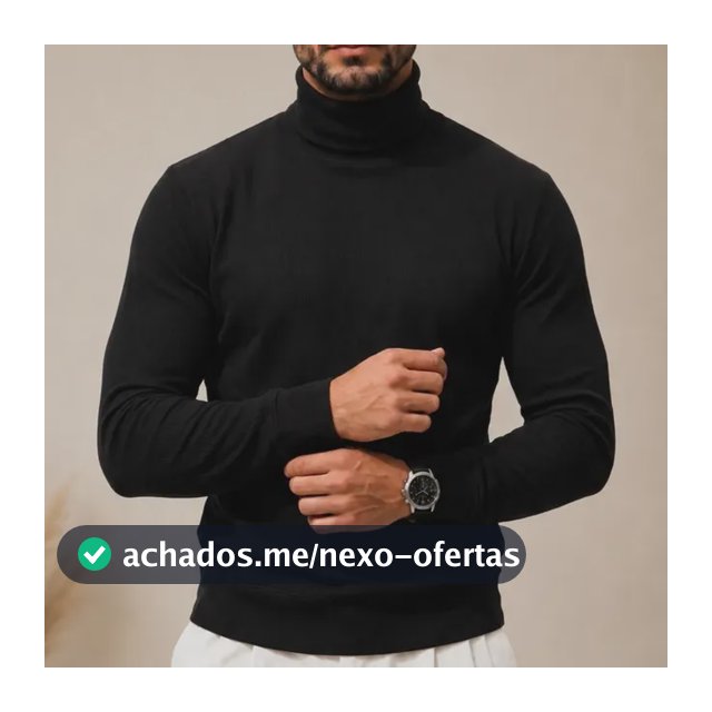 Blusa De Frio Masculina Cacharrel Gola Alta Rolê Canelada Preto Canelado G