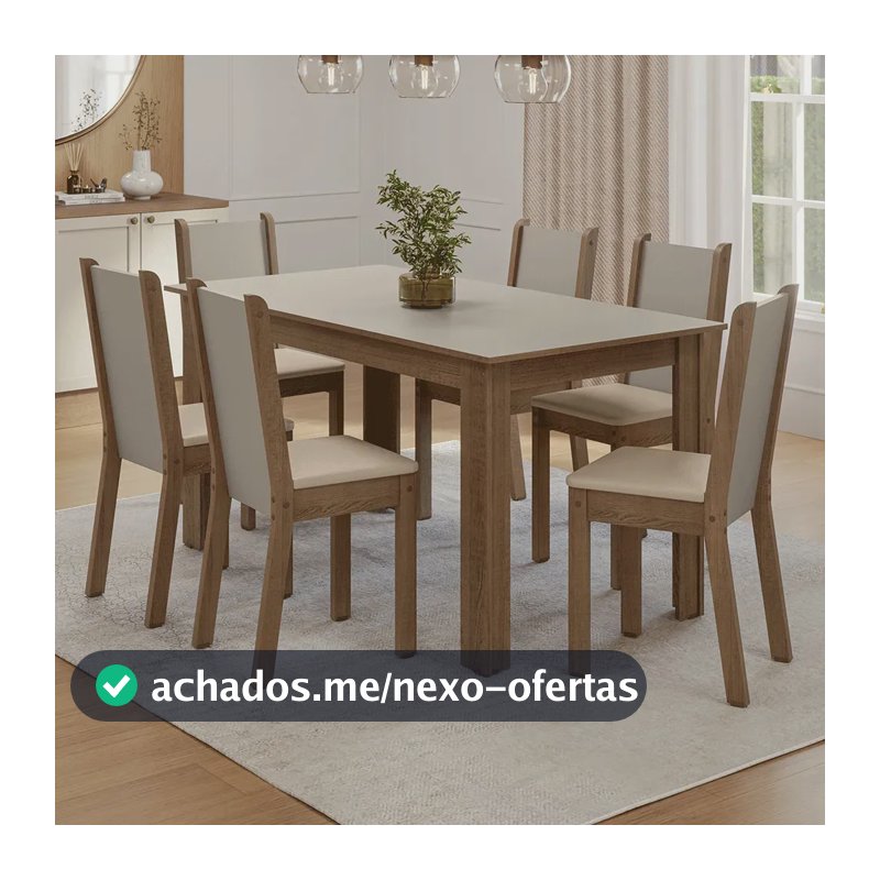 Sala Jantar Lucena Mesa Tampo Madeira 6 Cadeiras Rcsb Madesa Marrom