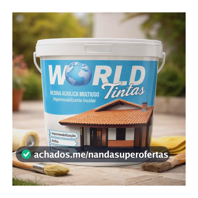 Resina Acrílica Multiuso World Tintas 3,6L Incolor Para Pisos e Telhas
