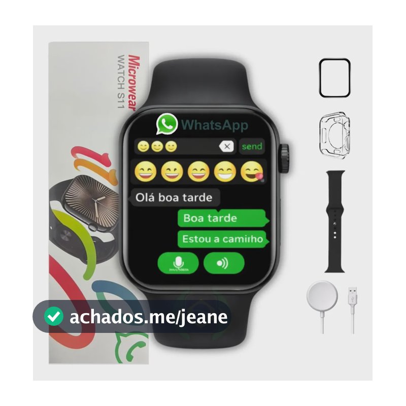 Relogio Smartwatch S11 Serie 11 47mm Amoled Gps Nfc Whatspp Preto
