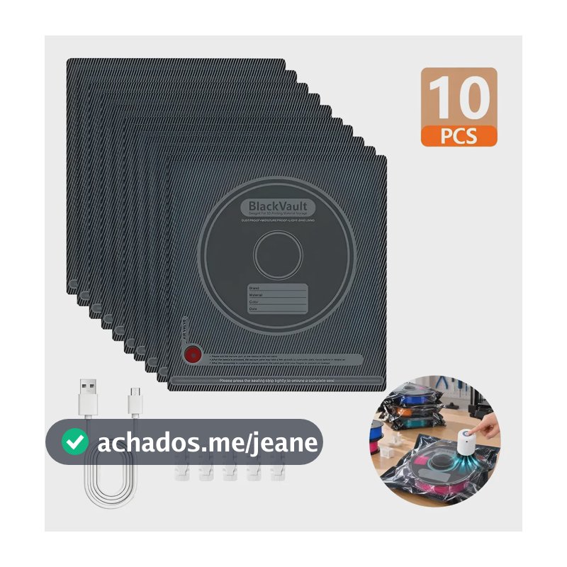 Sacos Vácuo Armazenamento Filamento 3d 10un 5 Clips 32x34