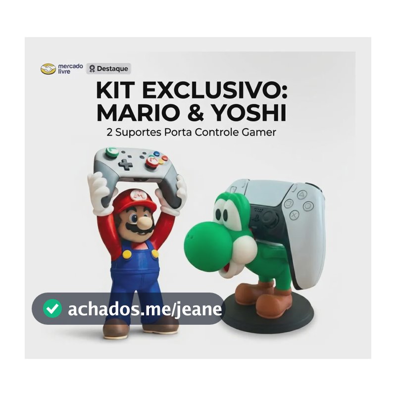 Kit 2 Suportes Para Controle Ps4 Ps5 Xbox Mario E Yoshi Azul