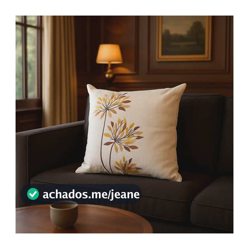 Kit 2 Capa Almofada Linho Decor Chic 45x45cm Com Zíper Dente De Leão