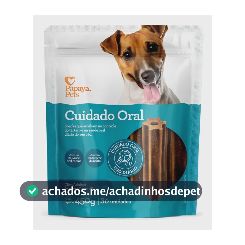Snack Dental Cães Pequenos Papaya Pets 450g Limpeza Oral Antitártaro Petisco
