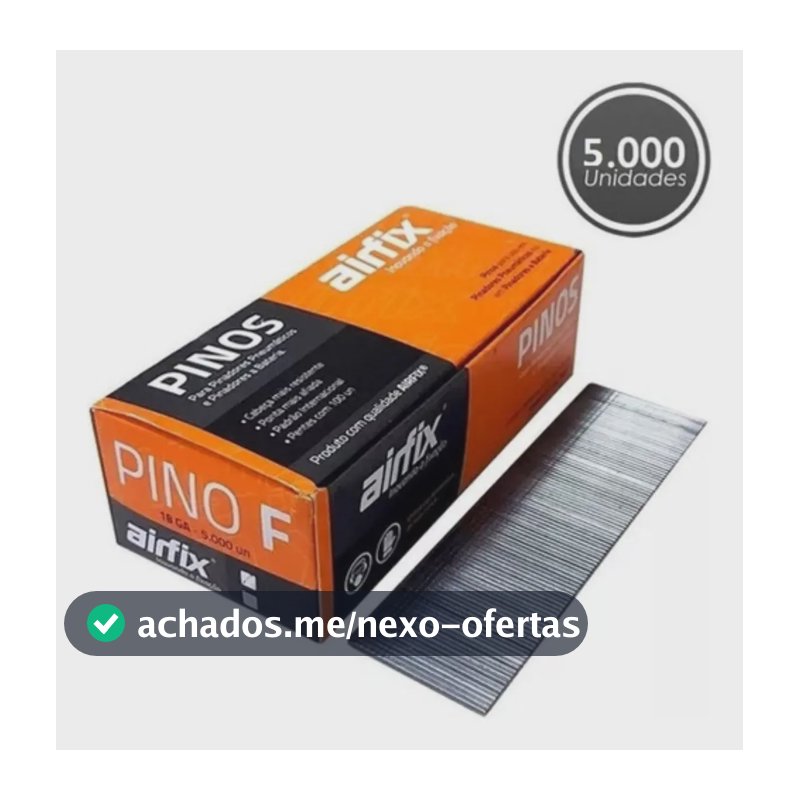 Pino F25 Airfix C/5000 Un Galvanizado Pinador Pneumatico Cor Cinza