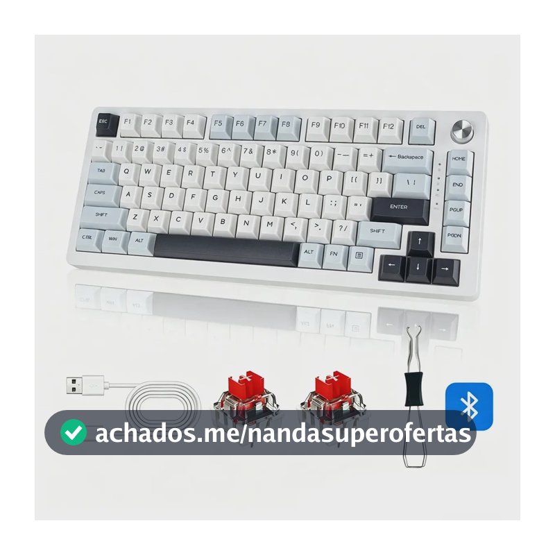 Teclado Gamer Mk32 75% 2.4ghz/usb-c/bt5.0, Inglês Us Branco