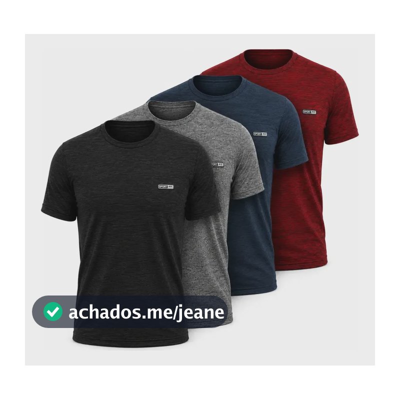 Kit 4 Camisetas Manga Curta Dry Fit Masculina Academia Slim Preto + Azul + Cinza + Vermelho M