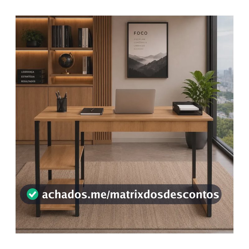 Escrivaninha Mesa Office Estudo Estilo Industrial 1,10m Ajl Lamina Mel