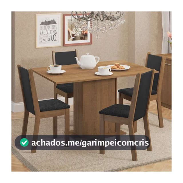 Sala De Jantar Madesa Talita Mesa Tampo Madeira 4 Cadeiras Cor Rustic/Preto/Oxford Desenho do tecido das cadeiras Liso
