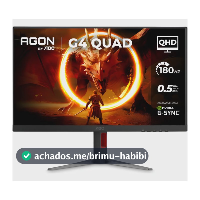 Monitor Gamer Aoc Agon Quad 27'' 180hz Base Ajustável Q27g4f Preto 127/220v