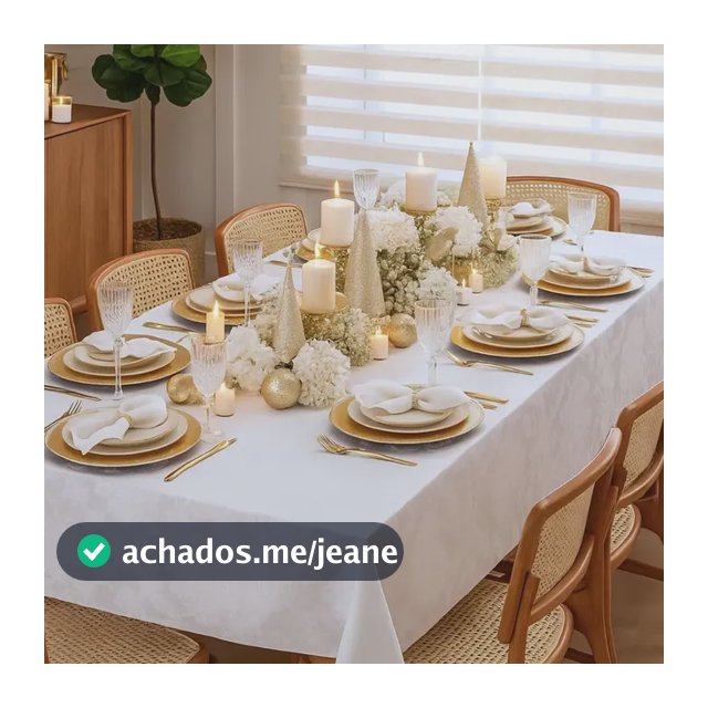 Toalha Forro De Mesa 8 Lugares Tecido Nobre Jacquard Cor Branco Liso