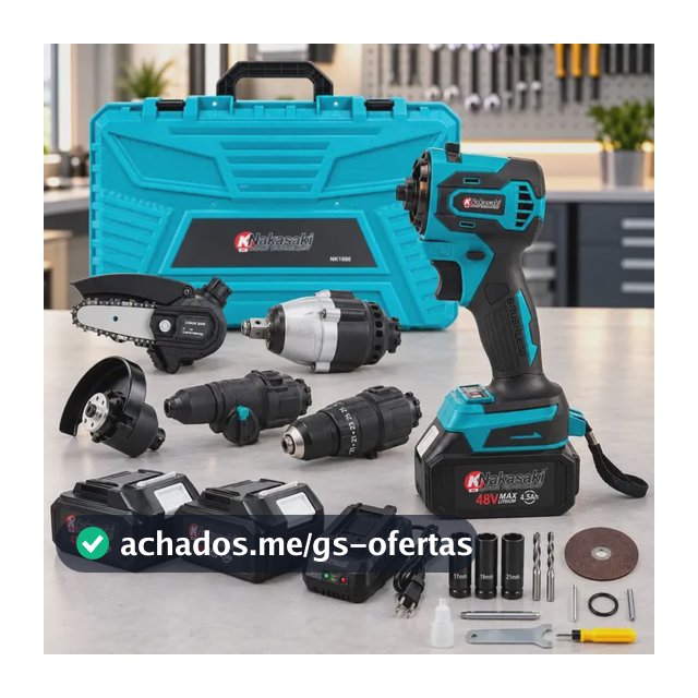 Kit Ferramentas 5 Em 1 Brushless 48v 2 Baterias Maleta