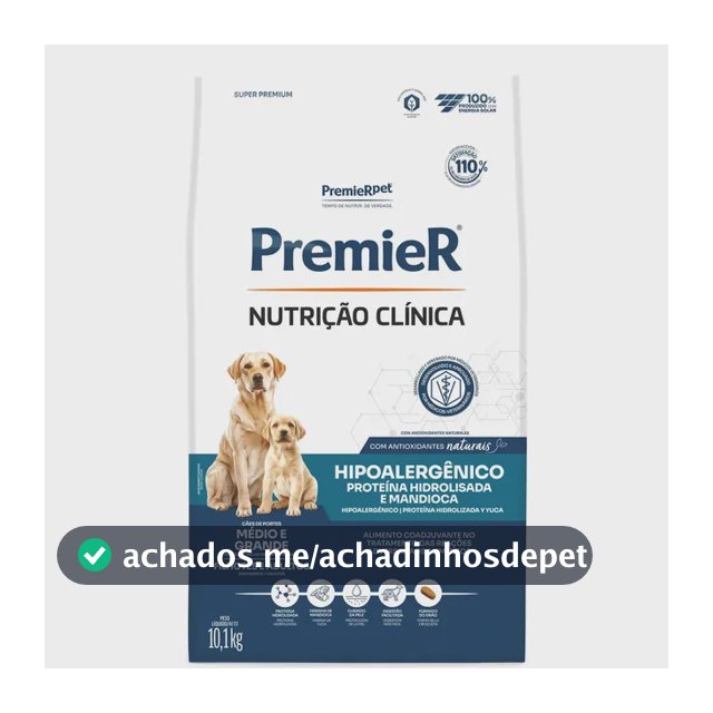 Ração Premier Hipoalergênica Cães Médios/Grandes Sabor Mandioca 10.1 kg