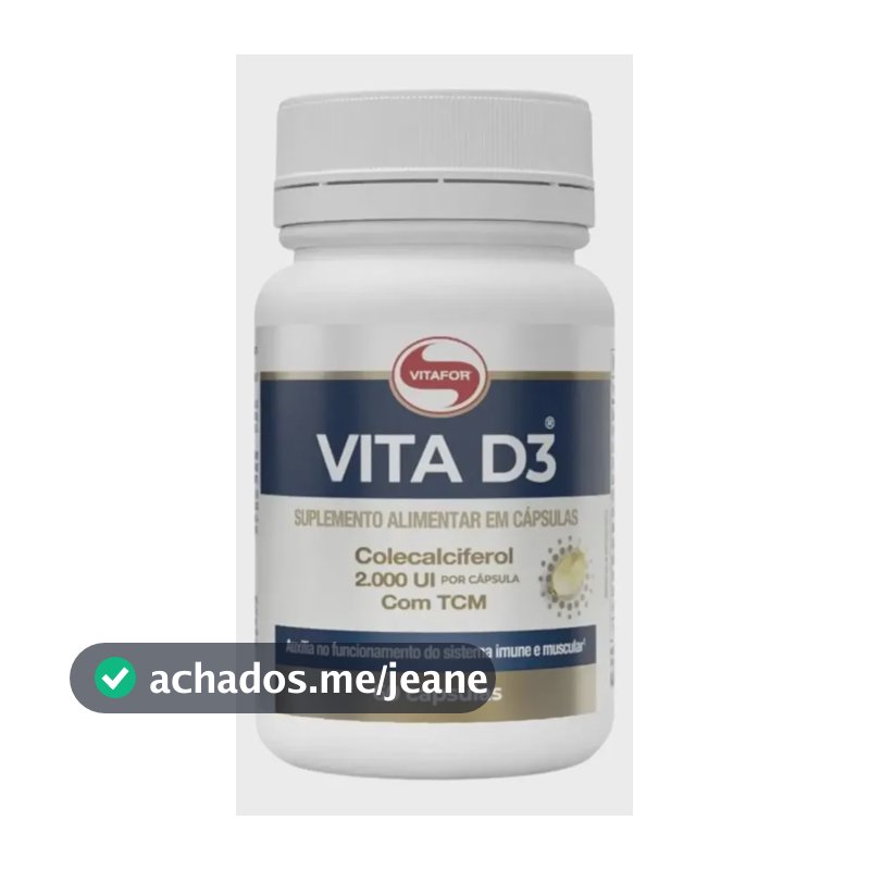Vita D3 Vitafor - Vitamina D3 60 Cápsulas Sem Sabor Sem Sabor