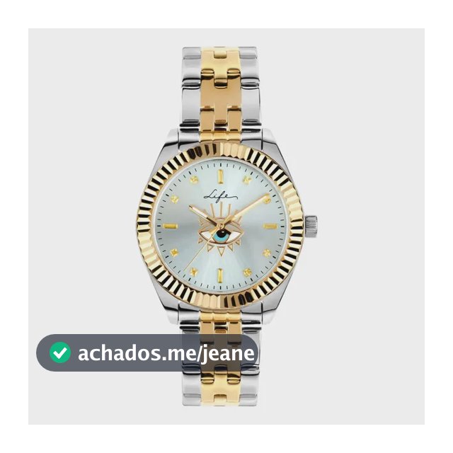 Relógio Life Feminino Olho Grego Em Aço Prateado E Dourado Prata E Dourado Azul