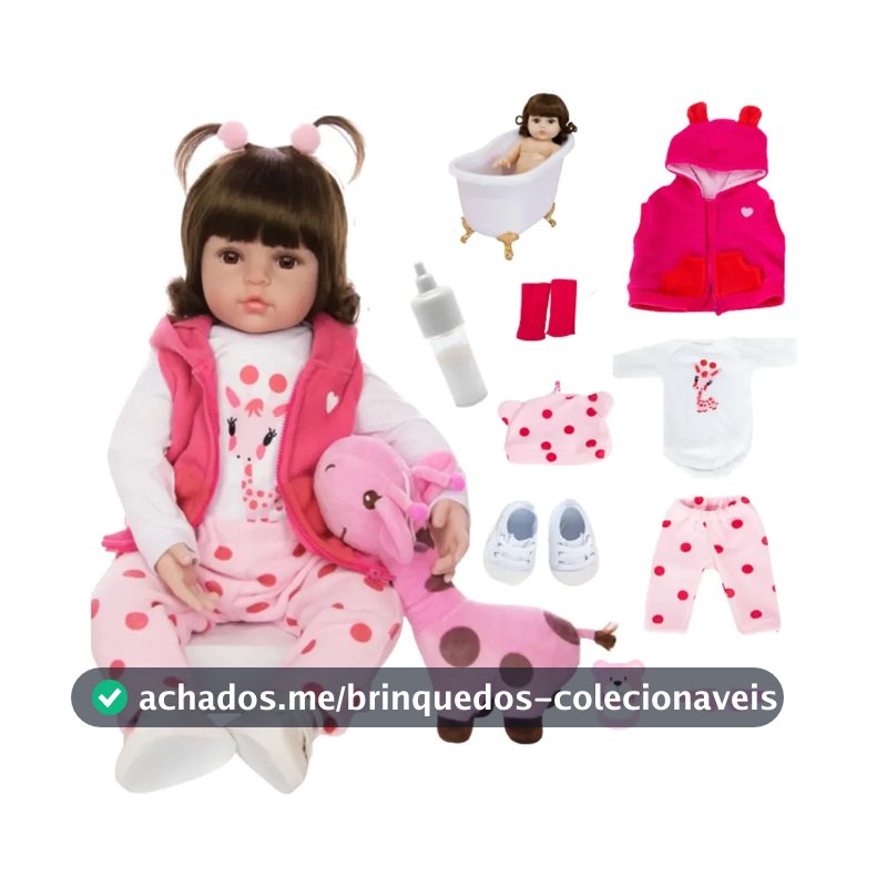 Bebê Reborn Boneca Vinil siliconado Girafinha Menina Pode Dar Banho