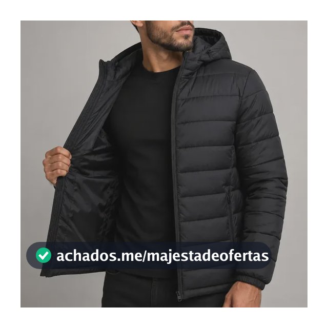 Jaqueta Puffer Bobojaco Corta Vento Nylon Frio Reforçada Preto G