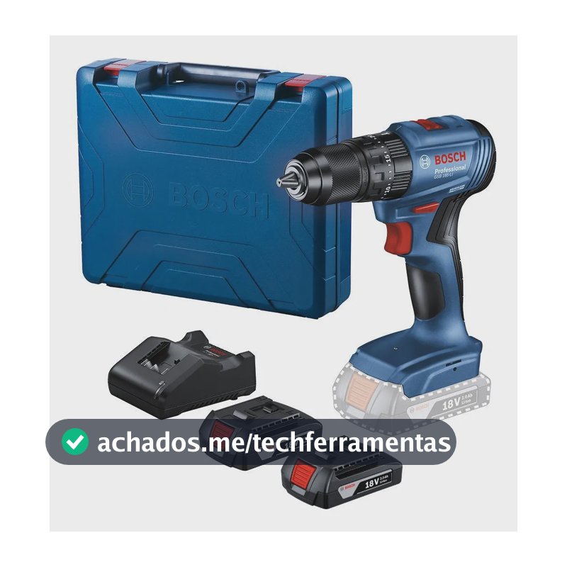 Parafusadeira De Impacto 18v 2 Baterias E Maleta Bosch Azul 18v