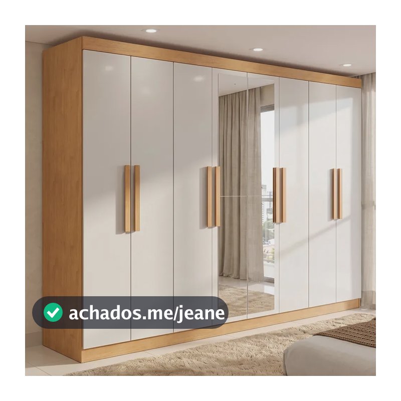 Guarda-roupa Móveis Lopas Easy Slim 8 Portas com 2 Espelhos