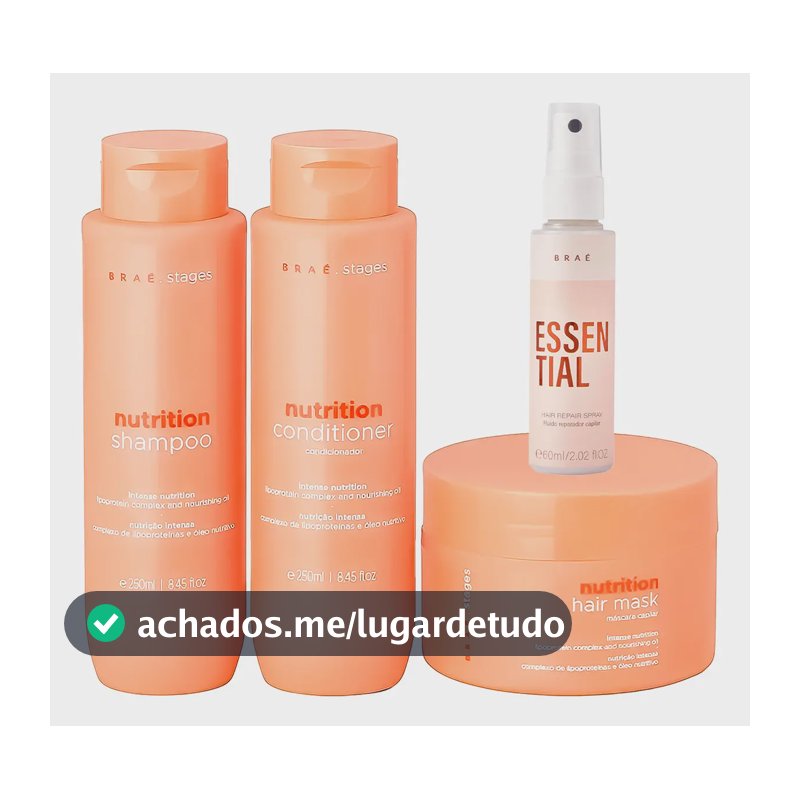 Kit Braé Stages Nutrition Shampoo,cond,másc + Essential 60ml