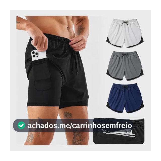 Bermuda Masculina 2 Em 1 Shorts Compressão Dupla Academia