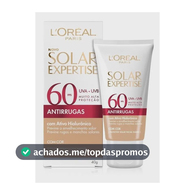 Protetor Solar Facial L'Oréal Paris Solar Expertise Antirrugas Fps 60 Com Cor Tom Claro 40g