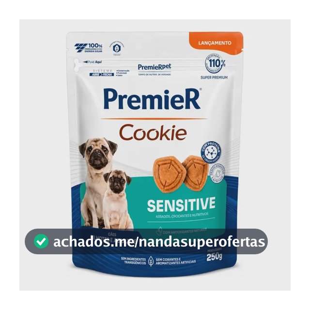 Petisco Premier Cookie Sensitive Para Cães 250g